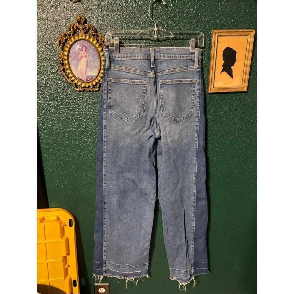 GAP WASHED BLUE HIGH RISE STRIDE TWO TONE FLARED LEG Jeans Womens 26/2 Denim Boh
